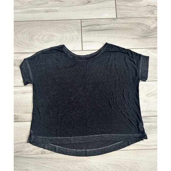 Athleta Burnout Tee Black Size L Short Sleeve High-Low Boxy Oversized Shirt - Picture 1 of 3